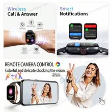 Reloj inteligente con pantalla táctil de 1.83" para hombre y mujer: llamadas inalámbricas, alertas de mensajes, recargable por USB, modos multideportivos, control remoto de cámara y música, podómetro, compatible con Android y iPhone, regalo ideal para la familia. Reloj inteligente para teléfonos Android. - Negro - Ver 11