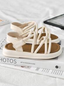 1 Coppia di sandali casual alla moda, con suola morbida antiscivolo, scarpe da spiaggia per uso esterno