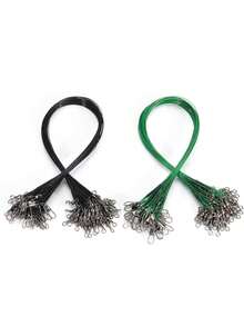 SOUGAYILANG 20pcs Black Anti-Bite Steel Fishing Line Steel Wire Leader With Swivel & Lead Core Leash Fishing Accessory Practical Durable Rolling Swivels Snap Fishing Lures Hook Traces Steel Wires - Black - View 6