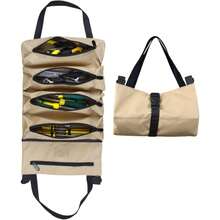 Tool Roll Up Pouch Multi-Purpose Roll Up Tool Bag Canvas Tool Organizer Bag,Car First Aid Kit Wrap Roll Storage Case,Hanging Tool Zipper Carrier Tote,Green - Multicolor - View 9