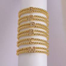 1 件经典镀金锆石气球 A-Z 字母串珠手链泡泡首字母吊饰手链弹力女士男士珠宝 - 金色 - 查看 5