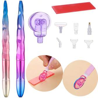 1 Set Diamond Painting Matte Pen Tool Dot Point Drill Pens Caly Wax Mud Roller Wheel Kits