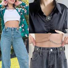 1 Piece Adjustable Pants Waist Size Flower Shape Pin, Fits Jeans, T-Shirts, Pants, No Sewing, Removable Button Pin Without Tools, 1 Piece Pants Waist Tightener, Flower Style Removable, Flower Jeans Button Pin, Instant Jeans Buttons For Loose Jeans, Pants Waist Clips Without Sewing, Adjustable Waist Button Extender Set - Adjustable Waist Buckle - View 4