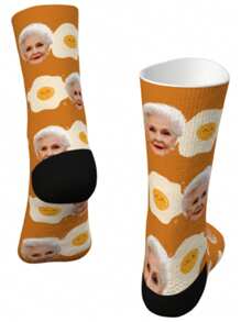 1 paire de chaussettes personnalisées 2025 nouvelle version, chaussettes intéressantes de type œuf poché, chaussettes personnalisées d'œuf au plat, chaussettes personnalisées avec motifs visages, cadeaux amusants et uniques pour les femmes et les hommes, chaussettes fantaisie pour la famille