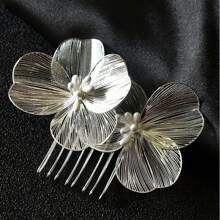1 pieza Peineta de flores vintage de lujo con accesorio de boda, accesorio de boda con alambre de oro tejido a mano, peinetas, peinetas para el cabello, peinetas laterales, accesorios para el cabello, artículos escolares, otoño