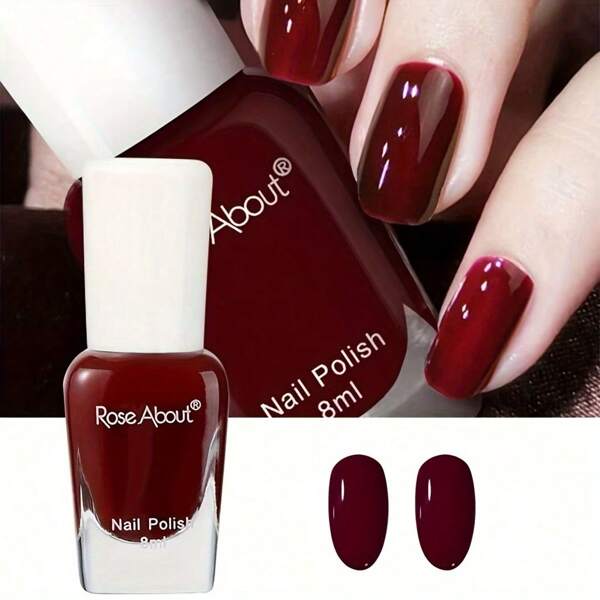 1 Bottle 8ml Water-Based Nail Polish, No Baking Required, Peel Off, Long Lasting, Quick Drying Nail Polish, Suitable For Students, Alcohol-Free