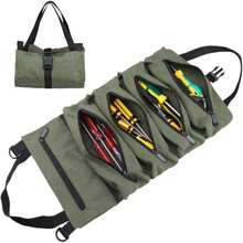 Tool Roll Up Pouch Multi-Purpose Roll Up Tool Bag Canvas Tool Organizer Bag,Car First Aid Kit Wrap Roll Storage Case,Hanging Tool Zipper Carrier Tote,Green - Multicolor - View 8