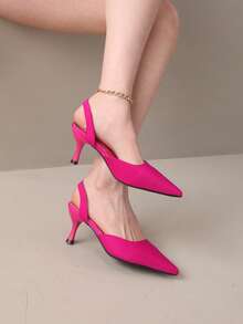 French Style Pointed Toe Slip-On Flat Sandals, Delicate Elegant Design, Suitable For Spring - Rose Red (3) - View 3