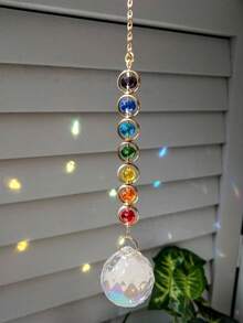1pc Crystal Suncatcher, Sun-Catching Prisms With Colorful Rainbow Maker And Hanger For Home, Meditation - Multicolor - View 3