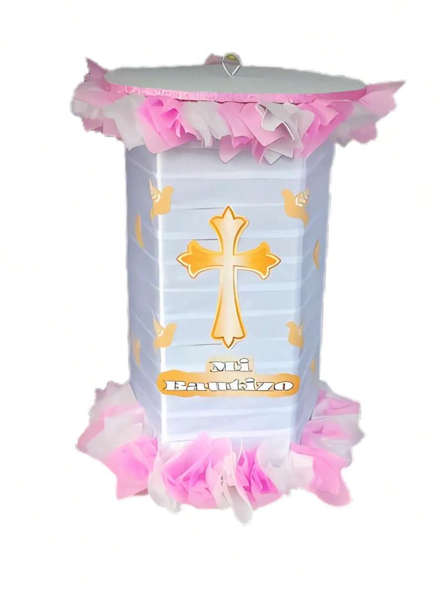 ROTATING PINATA FOR GIRL'S BAPTISM 50 CM HEIGHT - 白色和粉紅色 - 查看 1