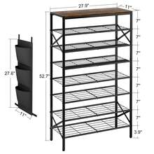 BGTREND 8-Tier Metal Shoe Rack Organizer With Wooden Top, 24-32 Pairs Shoe Storage Shelf For Entryway Hallway (52.56" Tall, Brown) - 8 - 查看 7