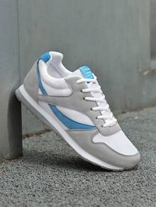 Autumn Mesh Thick Sole Casual Sports Sneakers , Fashion Versatile Simple Comfortable Shoes - White and Blue - View 14