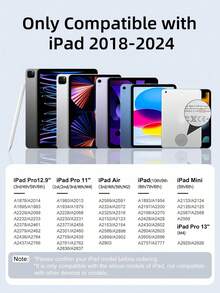 兼容 iPad 手写笔，无需连接平板电脑，适用于 2024 iPad Air 11 Air 13 M2 Pro 13 11 M4 5/6/7/8/9/10 代 Air 3/4/5 Mini 5 6，具有防掌误触功能，iPad 电容笔兼容 Apple Pencil 1/2 iPad 笔，可防止意外触摸