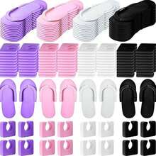 10Pairs Disposable Pedicure Slippers And Toe Separators Kit 10 Toe Separators For Women Nail Hotel Salon Spa Party - Multicolor - View 1