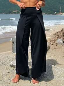 Beach Cover-Up Pants Jumpsuit - Negro - Ver 5