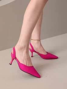 French Style Pointed Toe Slip-On Flat Sandals, Delicate Elegant Design, Suitable For Spring - Rose Red (3) - View 4