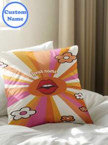 1pc Nome Personalizado Impresso DIY Fronha, Personalizado Single-Side Printed Pillow Cover Para Família, Crianças, Animal de Estimação, Amigos. Perfeito Para Casamento, Festival, Festa, Dia das Mães, Dia dos Pais, Ação de Graças, Sala de estar Sofá, Quarto Capa de Almofada Decorativa