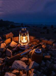 1pc Vintage Kerosene Lamp, Old-Fashioned Desk Lamp Decor, Retro Lantern For Camping Tent, Bar Restaurant Decoration
