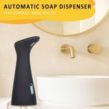 1pc Automatic Soap Dispenser, Battery Powered Wall-Mounted, Liquid Soap Dispenser With Touchless Infrared Sensor, For Bathroom And Hotel Hand Wash, Lotion, Shampoo, Body Wash, Kitchen Dish Soap, Skincare