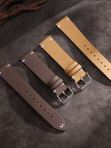 1pc Men's Watch B Breathable Comfortable Lightweight High Quality Leather Strap Compatible With 18mm 20mm And 22mm Watch Bands