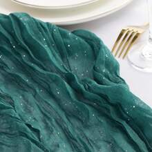 1 pieza Cheesecloth (gasa) de mesa de color crema, Cheesecloth (gasa) bohemio de granja brillante de 120 pulgadas (304,8 cm), Cheesecloth (gasa) con lentejuelas brillantes, Adecuado para bodas, fiestas, bautizos, cumpleaños y decoración del hogar