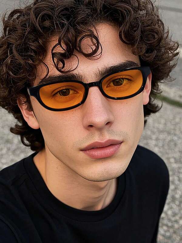 1pc Men's Casual Fashion Basic Style Rectangular Full-Frame Fashion Glasses, Suitable For Travel And Vacation, Spring New Arrival For Summer Beach Vacation,Outdoor,Travel