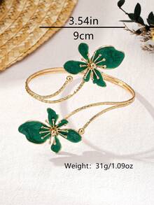 1pc Fashionable Enamel Floral Decor Arm Cuff, Suitable For Women's Party, Banquet, Cocktail Attire And Gift
