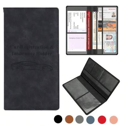 حافظة لبطاقة تسجيل السيارة وبطاقة التأمين مع إغلاق مغناطيسي، منظم مستندات صندوق قفازات السيارة، محفظة جلد اصطناعي فاخر لرخصة القيادة، للمستندات والبطاقات والرخص