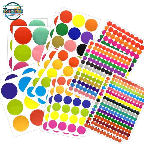 10pcs/Pack New Polka Dot Sticker Set, Colorful Dot Labels, 8 Mixed Sizes Dot Stickers Suitable For Office File Organizing, Kids DIY Crafts, Planner/Phone Case/Notebook Decoration,School Supplies,Back To School