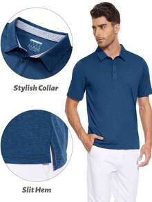 Men's Casual Short-Sleeved Polo Shirt Quick-Drying Breathable Golf Shirt Sports Outdoor T Shirt - Blue - View 6