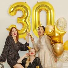 1pc 40-Inch Gold Color Number Foil Balloon, Birthday Party Decor, Photo Backdrop