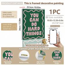 1pc, Canvas Hanging, Framed, Wall Arts, Posters, You Can Do Hard Things Art Print, Pink And Green Poster, Daily Reminder Affirmation Poster, Girly Bedroom Art, Dorm Decor, Home Office Decor, Room Decor