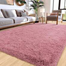 Alfombras para sala de estar, alfombra grande y esponjosa de color rubor para dormitorio, alfombras suaves y peludas para dormitorio de niños y niñas, decoración del hogar. - Rubor - Ver 3
