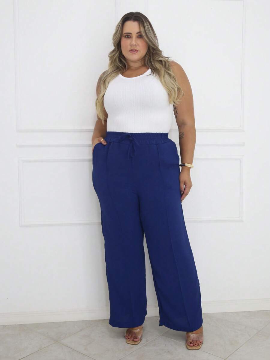 Duna Plus Size Trousers - Azul Marino - Ver 1