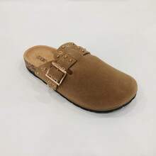 Women's Slip-On Flat Shoes With Adjustable Buckle Strap For Casual And Everyday Wear - Khaki - View 1