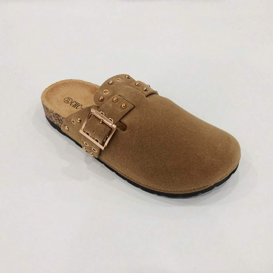Women's Slip-On Flat Shoes With Adjustable Buckle Strap For Casual And Everyday Wear - Khaki - View 1