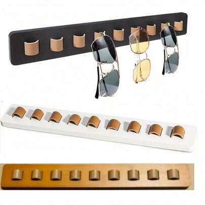1 pieza Organizador de montaje en pared de madera para gafas de moda. Puede sostener múltiples pares de gafas, con colgador de pared, estantes, almohadilla marrón para un fácil acceso, idea de regalo con estilo, moda para mujeres
