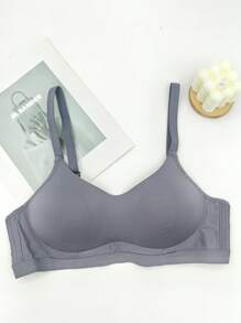 3 Stücke Damen BHs, einfarbig leicht gepolstert, nahtlos, atmungsaktiv, mit Hebeeffekt