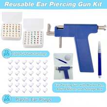 1 套可重复使用的穿耳枪，带 72 件耳钉 - 专业穿耳套件，适合沙龙和家庭使用