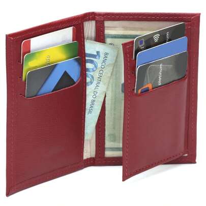 Carteira Feminina Porta Cartão Documento Couro P.U cabe RG CNH