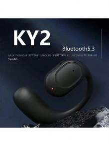 Écouteurs sans fil KY2 à crochet d'oreille, conduction osseuse OWS, casque Hi-Fi à crochet d'oreille pour la musique et les sports, annulation du bruit, compatible avec tous les smartphones