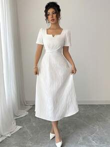 Solor Fashionable Minimalist Backless Dress For Spring/Summer Elegant, Evening, Suitable For Everyday,Commute,Wedding Season - White - View 4