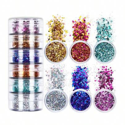 6pcs Resin DIY Glitter Sequins - Holographic Small Dots Fine Thin Flakes, Filler For DIY Jewelry, Epoxy Resin Mold Decor