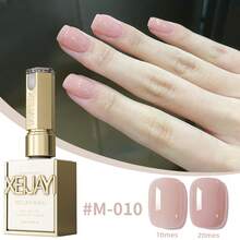 XEIJAYI 1PC 15ML Nail Polish - Jelly Ice Transparent Pink, Peelable UV LED, Formaldehyde-Free, Oval Shape, Glossy Finish, Solid Pattern, For Nail Salon And DIY Nails - Pink - View 1
