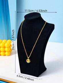 1pc Premium Velvet Necklace Pendant Display Stand, Black Portrait Mannequin Jewelry Bust Holder Display Rack For Counter Sun Travel Cool Back To School - Black - View 7