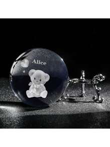 Customized Creative 3D Carved Crystal Ball With Base, Desk Decor Gift, Cute Bear Crystal Ball Customized Text, Christmas/Birthday Gift, Valentine Day Decor, Wedding, Valentines Party Favors, Galentines Party Favors, Gift Ideas