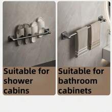 Towel Rack, Bathroom Wall Mounted Towel Holder Organizer Storage, No Drilling, Single Bar For Toilet/Washroom
