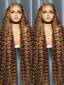 Uveous 200 Density 30 36 Inch Highlight Ombre Deep Wave HD Lace Front Wig Colored Curly 13X4 Hd Lace Frontal Wig Brazilian 4/27 Deep Wave Lace Front Wigs For Women Hair Wigs 13x4 Ombre Colored 13x4 Deep Wave Lace Frontal Wig - S4/27 - View 2