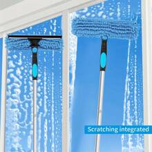 1 Set Extendable Window Cleaning Brush And Tools, With Telescopic Rod, Reusable Ultra-Fine Fiber Pads, Stainless Steel Handle - Long Reach Outdoor Glass Cleaning Tool, No Electricity Needed, Machine Washable