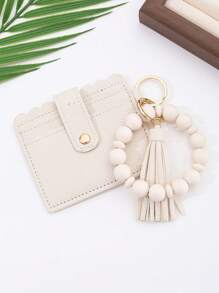 Cartera con flecos, monedero con muñequera, unicolor, estilo de moda, portátil, resistente a los arañazos, monedero con muñequera, portador de tarjetas de identificación para mujer, cartera, cartera mini, monedero